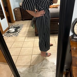Black and white striped jumpsuit
